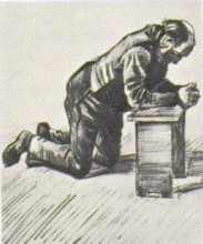 Репродукция картины "man praying" художника "ван гог винсент"