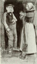 Картина "orphan man talking with woman sien" художника "ван гог винсент"