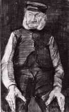 Репродукция картины "orphan man with cap, half-length" художника "ван гог винсент"