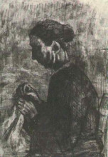 Копия картины "sien, sewing, half-figure" художника "ван гог винсент"