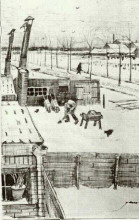 Репродукция картины "snowy yard" художника "ван гог винсент"