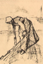 Репродукция картины "stooping woman with net" художника "ван гог винсент"
