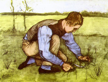 Картина "boy cutting grass with a sickle" художника "ван гог винсент"