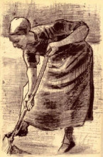 Репродукция картины "woman digging" художника "ван гог винсент"