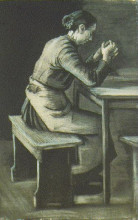 Репродукция картины "woman praying" художника "ван гог винсент"