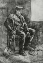 Репродукция картины "workman with spade, sitting near the window" художника "ван гог винсент"