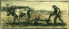 Репродукция картины "at the plough" художника "ван гог винсент"
