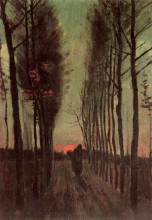 Репродукция картины "avenue of poplars at sunset" художника "ван гог винсент"