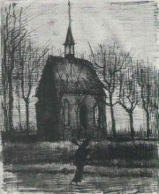 Картина "church in nuenen, with one figure" художника "ван гог винсент"