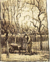 Репродукция картины "gardener with a wheelbarrow" художника "ван гог винсент"