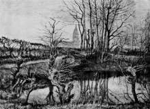 Репродукция картины "landscape at nuenen" художника "ван гог винсент"