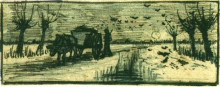 Репродукция картины "oxcart in the snow" художника "ван гог винсент"