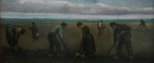 Репродукция картины "peasants planting potatoes" художника "ван гог винсент"