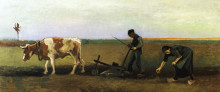 Копия картины "ploughman with woman planting potatoes" художника "ван гог винсент"