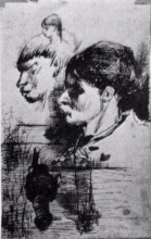 Репродукция картины "sketches of heads" художника "ван гог винсент"