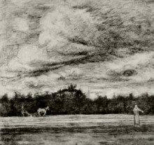 Репродукция картины "field with thunderstorm" художника "ван гог винсент"