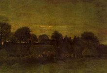 Репродукция картины "village at sunset" художника "ван гог винсент"