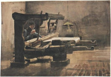 Репродукция картины "weaver facing right" художника "ван гог винсент"