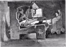 Репродукция картины "weaver facing right, interior with one window and high chair" художника "ван гог винсент"
