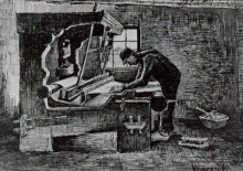 Картина "weaver standing in front of a loom" художника "ван гог винсент"
