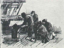 Репродукция картины "weaver with other figures in front of loom" художника "ван гог винсент"