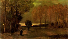 Репродукция картины "autumn landscape at dusk" художника "ван гог винсент"