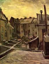 Репродукция картины "backyards of old houses in antwerp in the snow" художника "ван гог винсент"