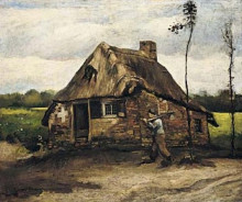 Репродукция картины "cottage with peasant coming home" художника "ван гог винсент"