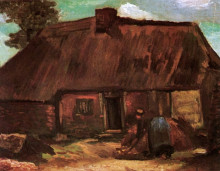 Картина "cottage with peasant woman digging" художника "ван гог винсент"
