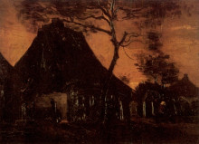 Копия картины "cottage with trees" художника "ван гог винсент"