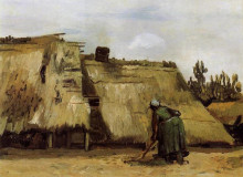 Репродукция картины "cottage with woman digging" художника "ван гог винсент"
