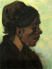 Репродукция картины "head of a brabant peasant woman with dark cap" художника "ван гог винсент"