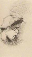 Репродукция картины "head of a man with straw hat" художника "ван гог винсент"