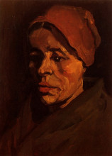 Репродукция картины "head of a peasant woman with brownish cap" художника "ван гог винсент"