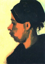 Репродукция картины "head of a peasant woman with dark cap" художника "ван гог винсент"