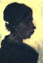 Картина "head of a peasant woman with dark cap" художника "ван гог винсент"