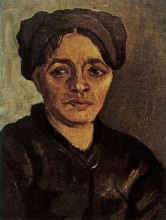 Репродукция картины "head of a peasant woman with dark cap" художника "ван гог винсент"