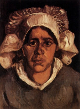 Репродукция картины "head of a peasant woman with white cap" художника "ван гог винсент"