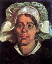 Репродукция картины "head of a peasant woman with white cap" художника "ван гог винсент"