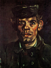 Картина "head of a young peasant in a peaked cap" художника "ван гог винсент"