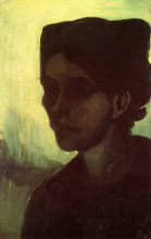Репродукция картины "head of a young peasant woman with dark cap" художника "ван гог винсент"