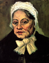 Репродукция картины "head of an old woman with white cap the midwife" художника "ван гог винсент"
