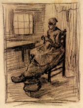 Картина "interior with peasant woman peeling potatoes" художника "ван гог винсент"