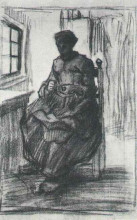 Картина "interior with peasant woman sewing" художника "ван гог винсент"