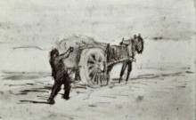 Репродукция картины "man loading a cart" художника "ван гог винсент"