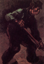 Копия картины "peasant digging" художника "ван гог винсент"