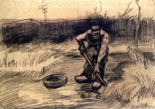 Копия картины "peasant lifting potatoes" художника "ван гог винсент"