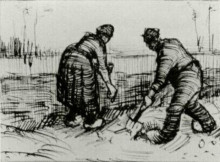 Копия картины "peasant man and woman planting potatoes" художника "ван гог винсент"