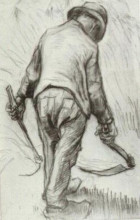 Репродукция картины "peasant with sickle, seen from the back" художника "ван гог винсент"
