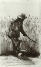 Копия картины "peasant with sickle, seen from the back" художника "ван гог винсент"